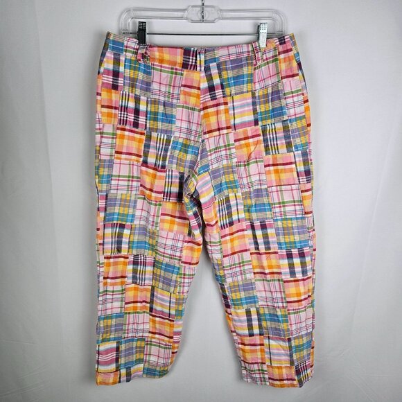 Mark Fore & Strike Capri Pants Size 12 Madras Vintage Patchwork Plaid Cotton - Picture 3 of 11